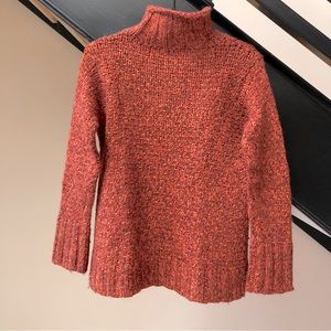 Women’s Burnt Orange Chunky Mock Turtleneck Sweater, Size Mp